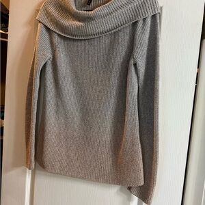 White House Black Market Taupe and Grey Cowl Neck Sweater